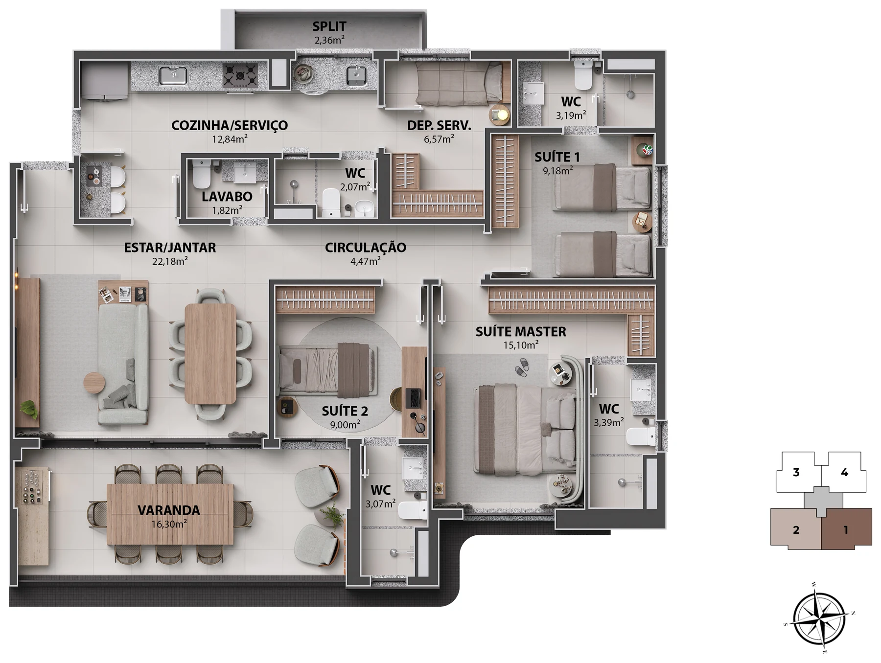 132m² – 3 Suítes